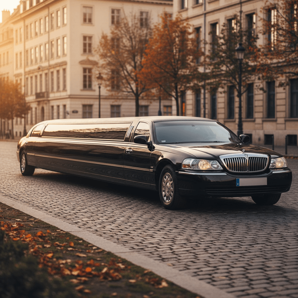Polished stretch limousine on a quiet street