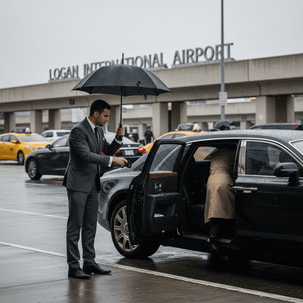 Chauffeur greeting passenger at airport