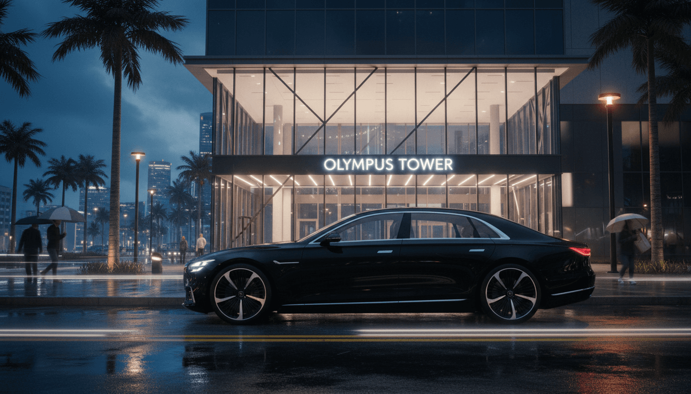 professional chauffeur opening door for passenger beside premium sedan at evening event