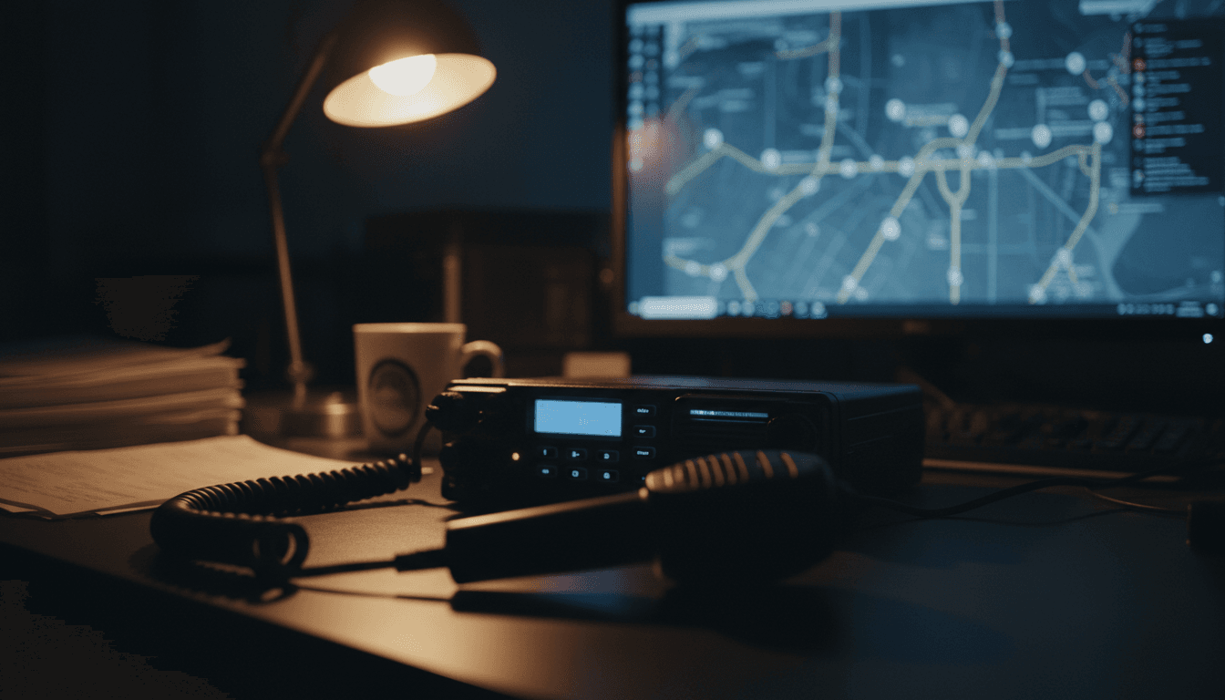 Dispatch radio equipment at night